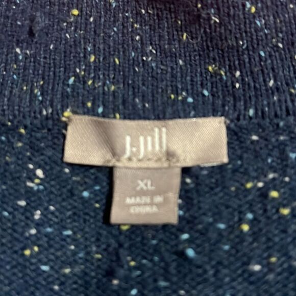J JILL blue speckled cardigan sweater. One button closure. XL - Picture 6 of 12
